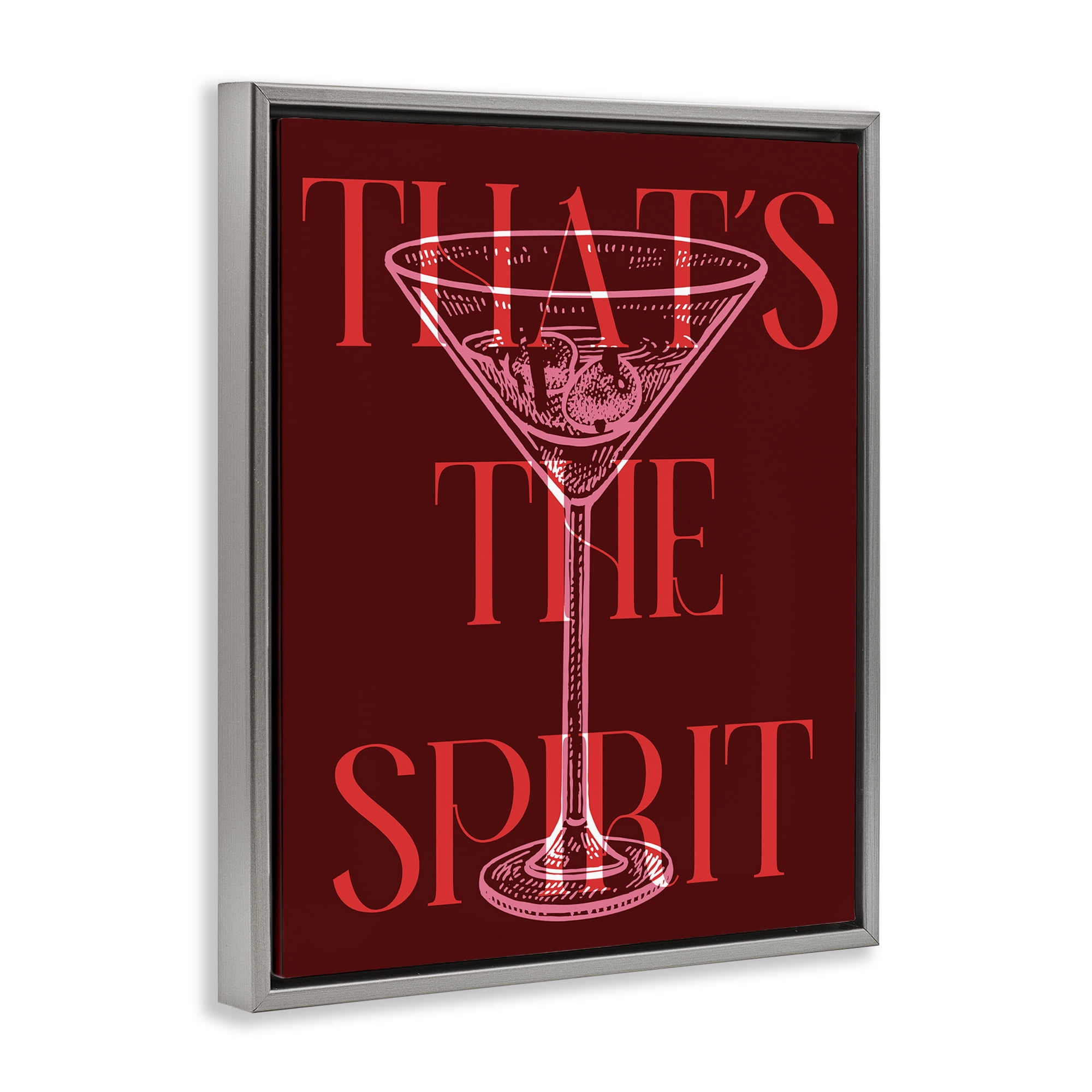 Stupell Industries That's The Spirit Martini Food & Beverage Painting Gray Floater Framed Art Print Wall Art, 25 x 31