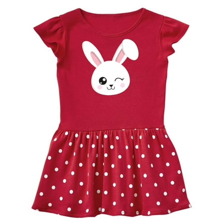 

Inktastic Cute Bunny Bunny Head White Bunny Winking Bunny Gift Toddler Girl Dress