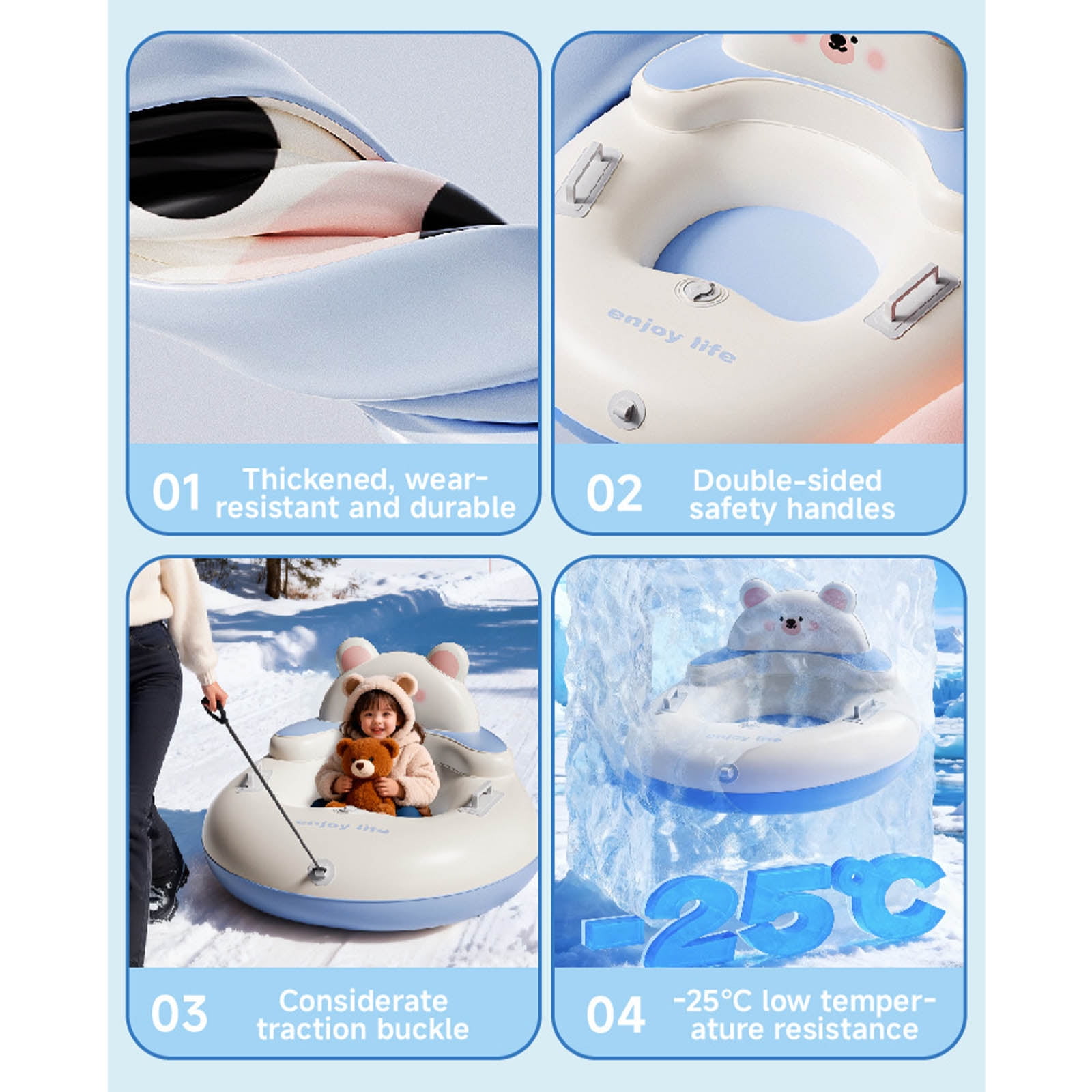 Snow Tube Sled—Effortless Inflation System, Inflatable Sledding Toy With Handles, Fun Winter Outdoor Toys, Suitable For Family Outdoor Skiing