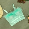 thumbnail image 5 of Virmaxy Women's Faux Fur Full Figure Bras Comfort Shaping Full Figure Wirefree Tank Top Bra Printing Gathered Together Large Size Daily Bra Underwear No Rims Green M, 5 of 5