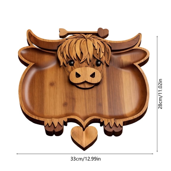 A Wooden Cow Charcuterie Board Highland Breed Design Food Safe Serving Platter Appetizer Tray