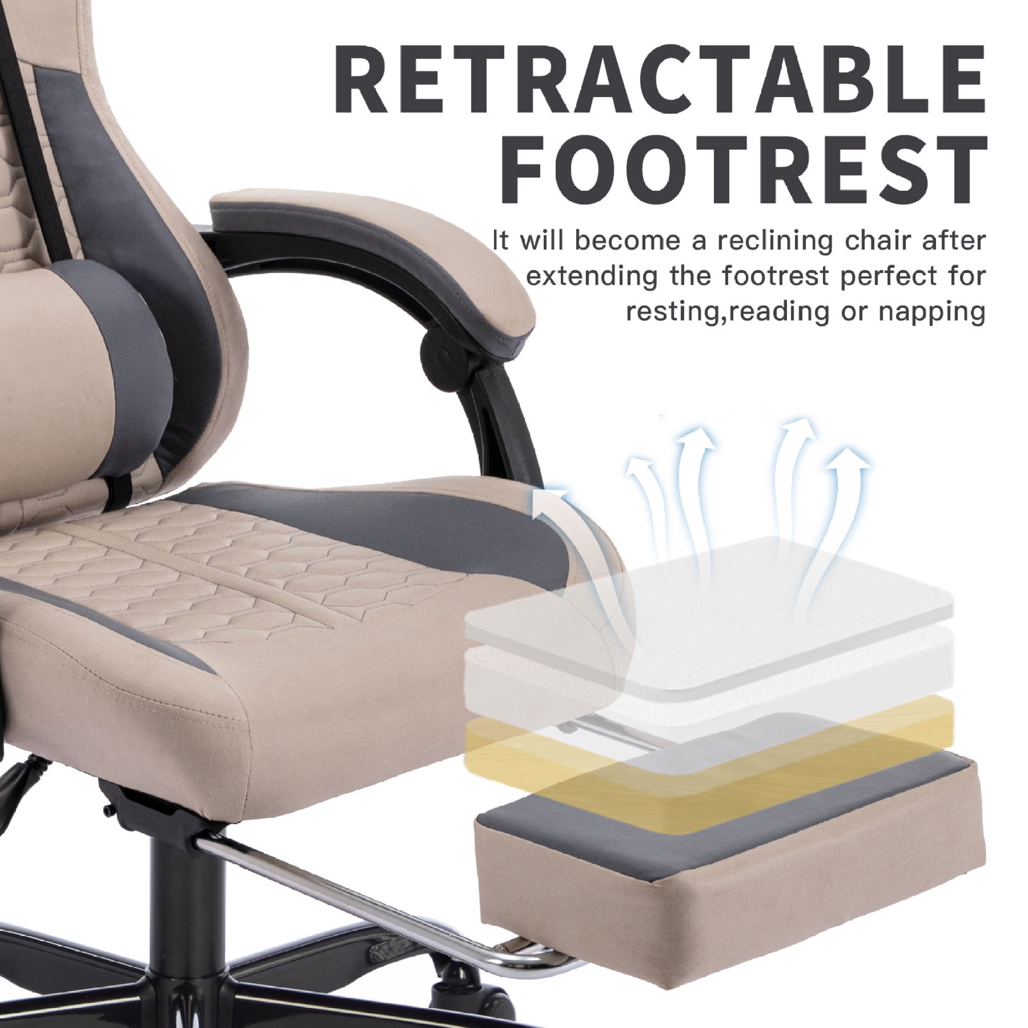 Gaming Chair Ergonomic PC Gamer Chair with Footrest Comfortable Headrest and Lumbar Support,High Back PVC Leather