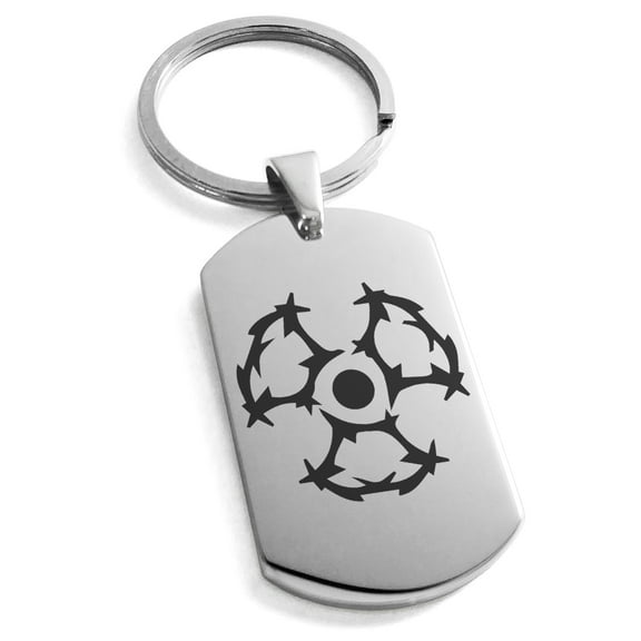 Stainless Steel Barbed Wire Radioactive Engraved Dog Tag Keychain Keyring