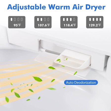 Costway - Smart Toilet with LED Display Adjustable Heated Seat Dryer Auto Open/Close Lid - White