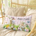 thumbnail image 4 of Easter Pillow Covers, Linen Long Throw Pillow Case, Rabbit Sheep Eggs Butterfly Flowers Pink Grid Holiday Pillow Protector Decorative Cushion Cover for Living Room/Bedroom 20" x 30", 4 of 8