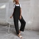 thumbnail image 3 of Pantalones con tirantes Color puro Sin mangas Bolsillo Casual Pantalones de una pieza para mujer, 3 of 6