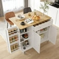 thumbnail image 5 of HAUXITIO Kitchen Island with Drop Leaf,Power Outlet & LED Lights, Rolling Cart with Spice Rack,Drawer and Storage for Kitchen,White, 5 of 8
