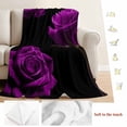 thumbnail image 5 of Purple Rose Blanket Soft Cozy Warm Throw Blanket for Couch, Plush Fuzzy Flannel Fleece Blankets for Sofa, Vintage Abstract Garden Flower Floral Black Bed Blankets Lightweight Gifts for Women, 40"x50", 5 of 9