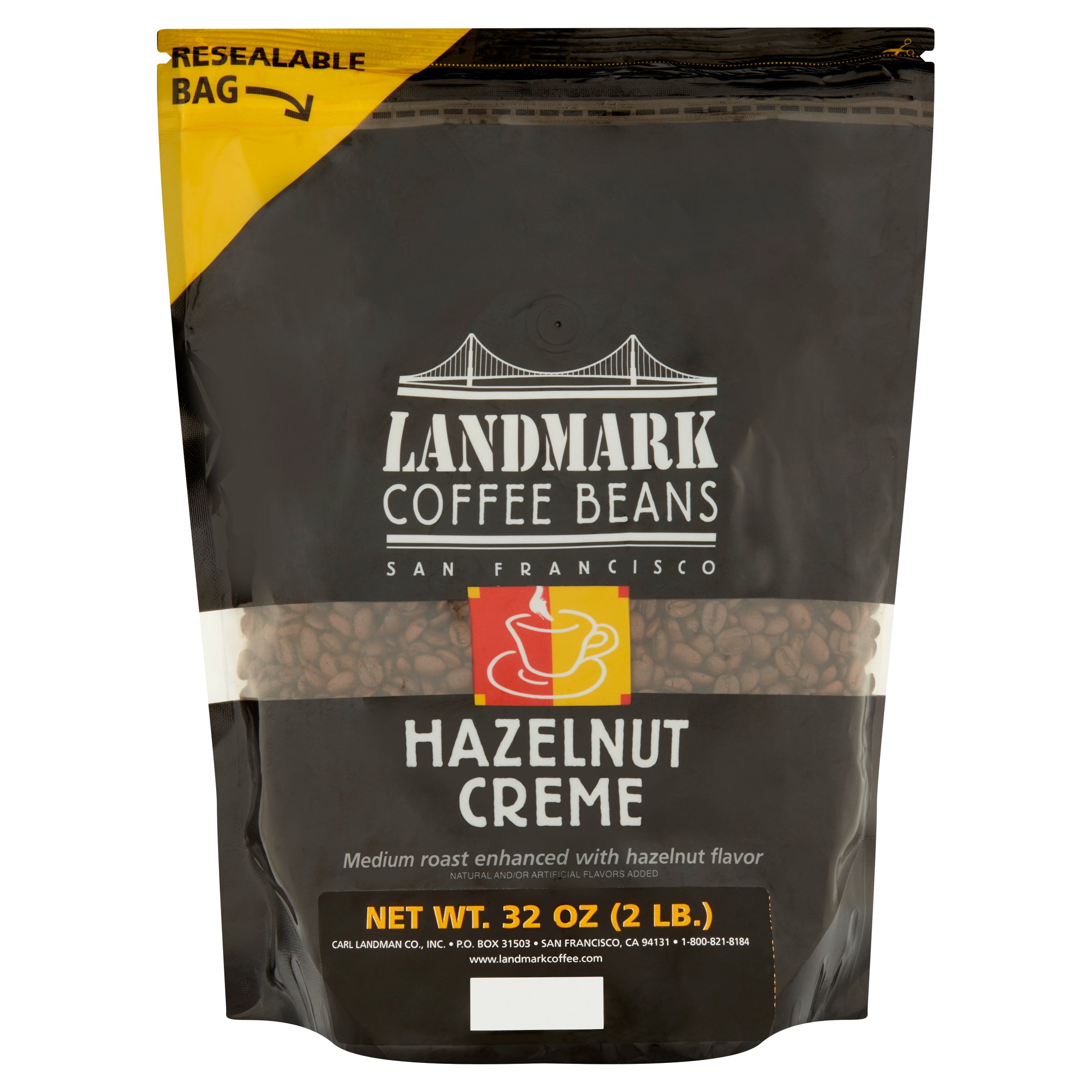 Landmark Coffee Beans Hazelnut Creme, 32 oz