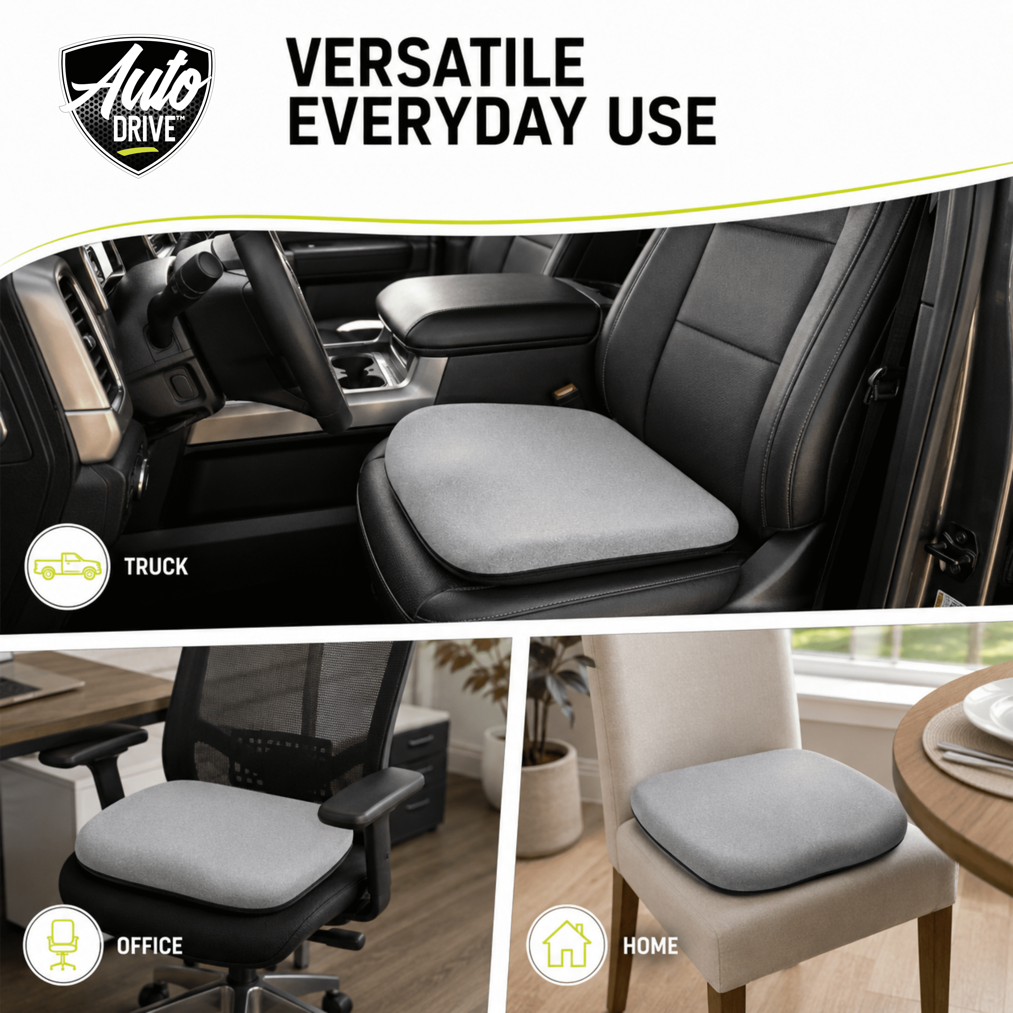 Auto Drive Seat Cushion, Comfortable Car Seat Cushion Pad, Non-Slip Seat Cover for Car Driver Seat, Universal Fit for Cars SUV Truck, Gray