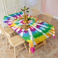 thumbnail image 3 of Rainbow Tie Dye Mandala Pattern Rectangle Tablecloth 60"x120",Waterproof Polyester Rectangle Table Cloth, Wipeable Spillproof Polyester Tablecloth for Dining, Camping, Indoor and Outdoor, 3 of 6