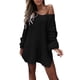 thumbnail image 1 of Gibobby Suéter de invierno para mujer, Suéter holgado de punto con cuello en V, para mujer, casual, ligero(Negro,G), 1 of 4