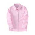 thumbnail image 3 of WUANDIXFA Toddler Boys Long Sleeve Solid Dress Shirt Long Sleeve Button Down Casual Dress Shirt School Shirts for Boys,Pink,15-16 Years, 3 of 5