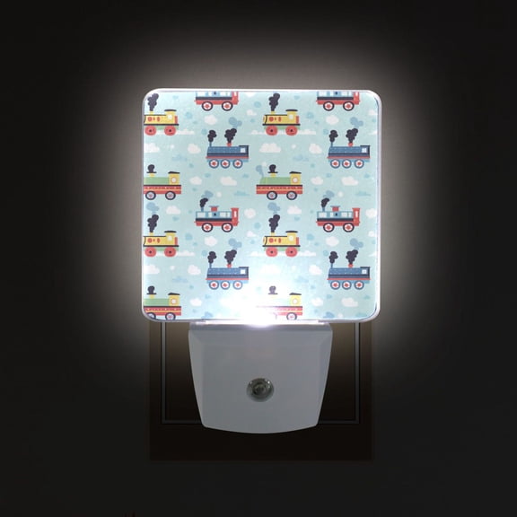 Yayeee LED Plug in Night Light for The Home with Auto Dusk to Dawn Light Sensors, 2 Pack, Colorful Trains