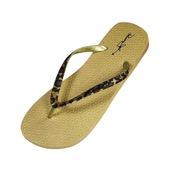 Panama Jack Womens Leopard Flip Flops Adult Female Thong Sandals Gold