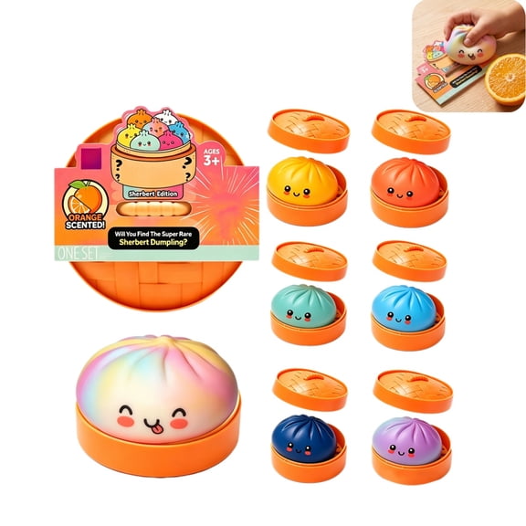 Dumpling Squishy, Scented Bun Squishy Toys, Squishies Dumplings with Mystery Steamer Box, Stress & Anxiety Relief Toys for Adults Non-Edible (Random Color )