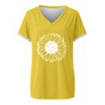 thumbnail image 2 of WTXUE T-Shirts Short Sleeve, Crew Neck Shirts for Women T Shirts V-Neck for Women Lightweight Soft Summer Outf Tees Casual Tops for Women's Plus Yellow XXL, 2 of 5
