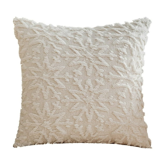 Funda de cojín navideña con copos de nieve de peluche, con cierre de cremallera invisible, una funda de almohada, sin relleno.