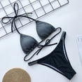 thumbnail image 4 of Hinvhai Plus size Swimsuits clearance Women's Bikini Patchwork Set Swimsuit Two Piece Filled Bra Swimwear Beachwear Black M(M), 4 of 7