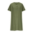 thumbnail image 4 of Summer Dresses For Women 2025 Sevevn Women's Fashion Crewneck Loose Short Sleeve Solid Knee-Length Dress, 4 of 6