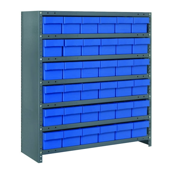 quantum storage systems cl1839-602bl bin shelving unit,18dx36wx39h,36 bins