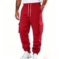 thumbnail image 2 of Mens Fleece Cargo Sweatpants Drawstring Elastic Waist Taper Leg Baggy Joggers Multi-Pocket Athletic Casual Pants, 2 of 6