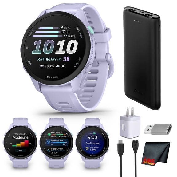 Garmin Forerunner 70 GPS Running Smartwatch | Heart Rate Monitor, Activity Tracking, Smart Notifications | Cool Lavender Bundle