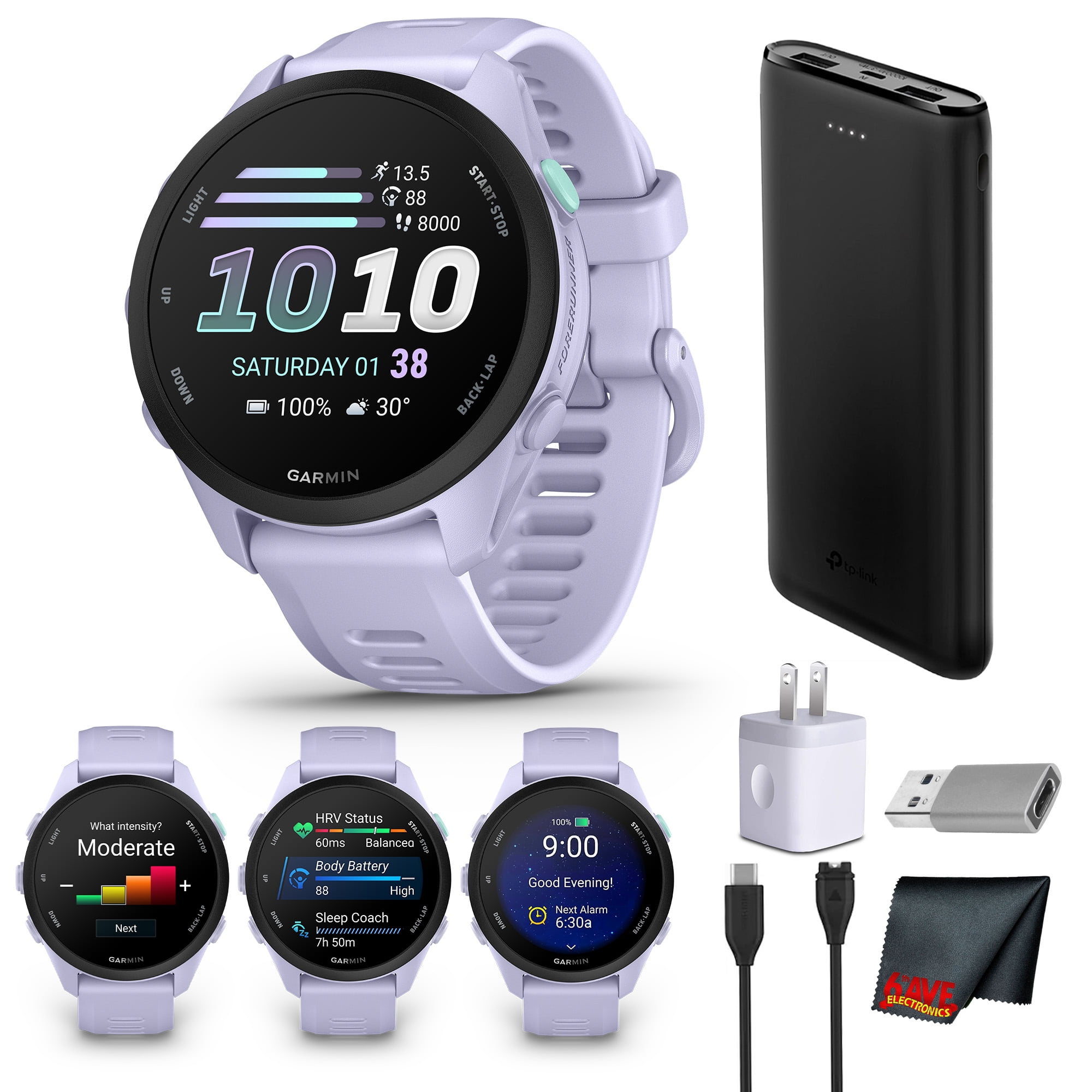 Garmin Forerunner 70 GPS Running Smartwatch | Heart Rate Monitor, Activity Tracking, Smart Notifications | Cool Lavender Bundle