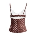 thumbnail image 5 of FUYUDY Women'S Tank Top Summer Sexy Slim Fit Square Collar Backless Vest With Lace Trim And White Polka Pattern Stylish Versatile Female Camisole For Casual Daily Wear,Brown,M, 5 of 5