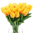thumbnail image 1 of TITOUMI 20 tulipanes artificiales con brillo de atardecer, tallos falsos, ramo de verano, centro de mesa, cementerio, 1 of 8
