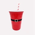 thumbnail image 6 of BERTDOMD 36-Piece Christmas Plastic Cups Set with Festive Santa Belt Design, Holiday Party Beverage Cups and Straws, 6pcs Each, 6 of 6