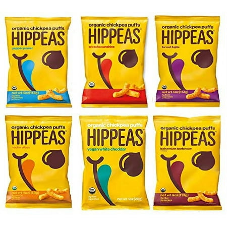 Hippeas Organic Chickpea Puffs, 6 Flavor Variety Pack, 4 oz (Pack of 24)
