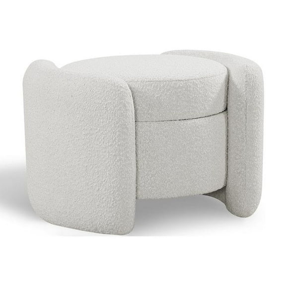 Meridian Furniture Horizon Cream Boucle Fabric Ottoman