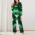 thumbnail image 2 of Pajamas for Women Set - Green Flame Skull Comfy Long Sleeve Button Up Pajama Sets for Women 2 Piece, Soft Sleepwear Nightwear Pjs Lounge Sets for Women with Pockets, 2 of 6