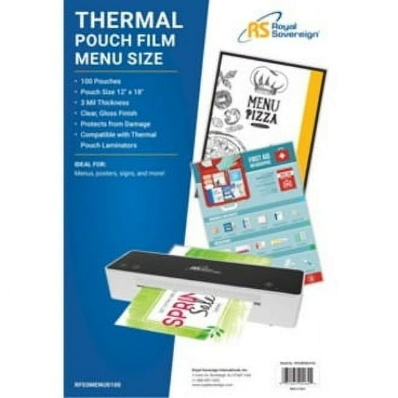 Menu Size - 12" x 18" - 3mil - 100 Pack - Thermal Laminating Pouches