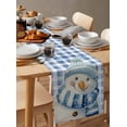 thumbnail image 6 of Blue Christmas Snowman Burlap-Cotton Table Runner 70 Inches Long,Winter Snowflake Xmas Plaid Farmhouse Table Runners,Outdoor Dining Tablecloths Decor for Baby Shower Party Wedding 13x70, 6 of 9