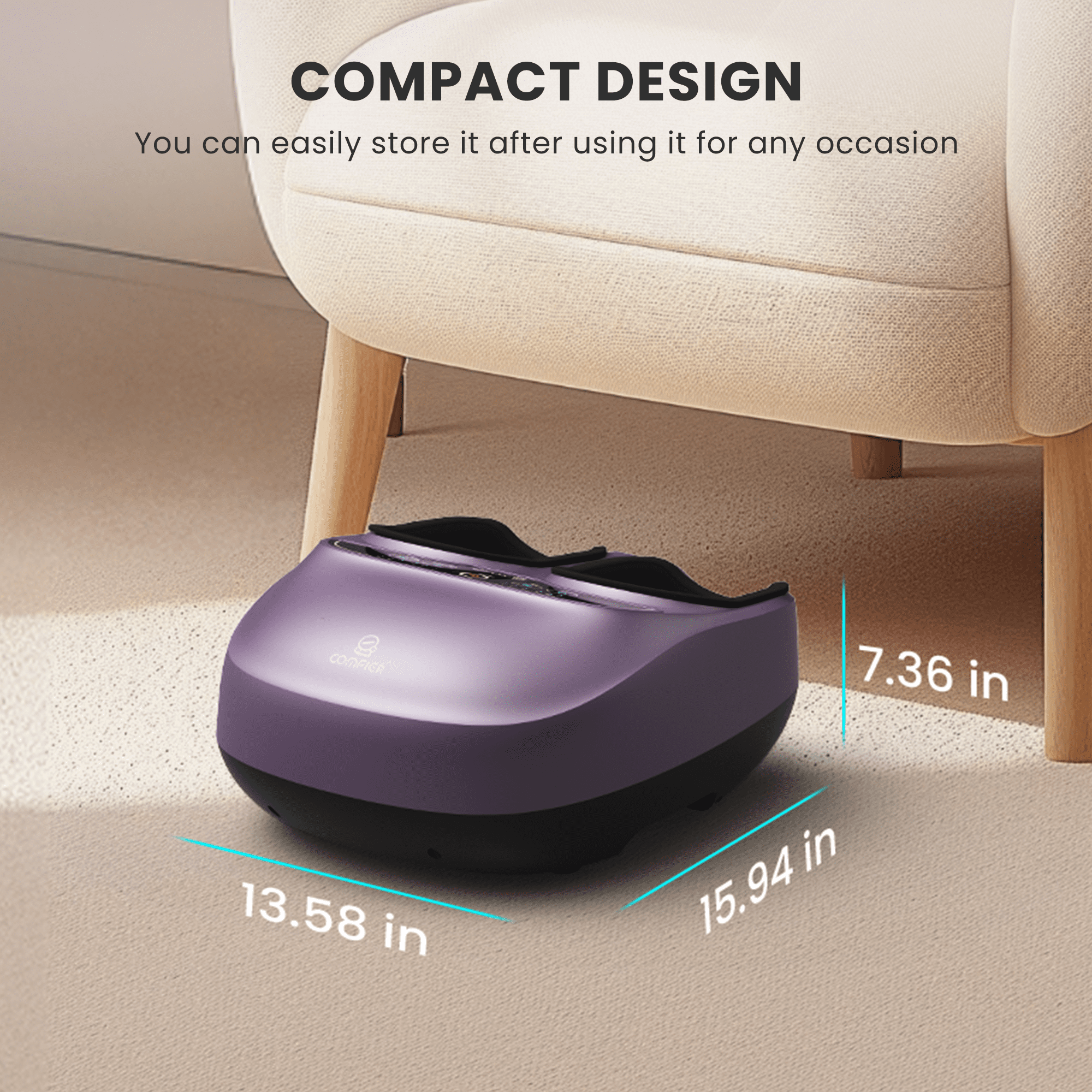 Shiatsu Foot Massager with Heat, Comfier Foot Massage Machine for Blood Circulation Neuropathy, Gifts for Mom Dad , Purple