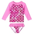 thumbnail image 5 of Cute Sequins Toddler Baby Girl Swimwear Long Sleeve UPF50+ Infant Bathing Suits Bright Ruffle Swimsuit Kids Two Piece Beachwear, 5 of 5