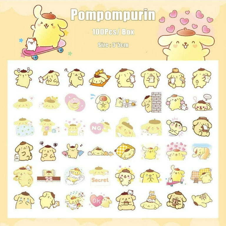 100pcs My Melody Kuromi Pompompurin Cinnamoroll Stickers Guitar Luggage  Decals