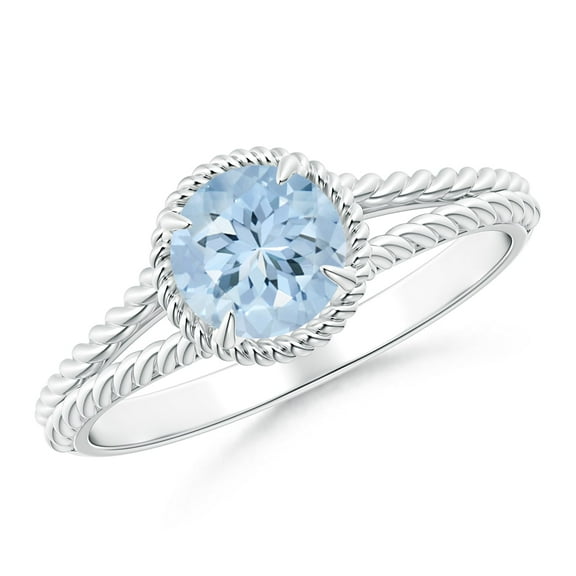 Solitaire Round 0.75 Ctw Aquamarine Gemstone 925 Sterling Silver Women Anniversary Ring GIFT FOR HER Size US- 4