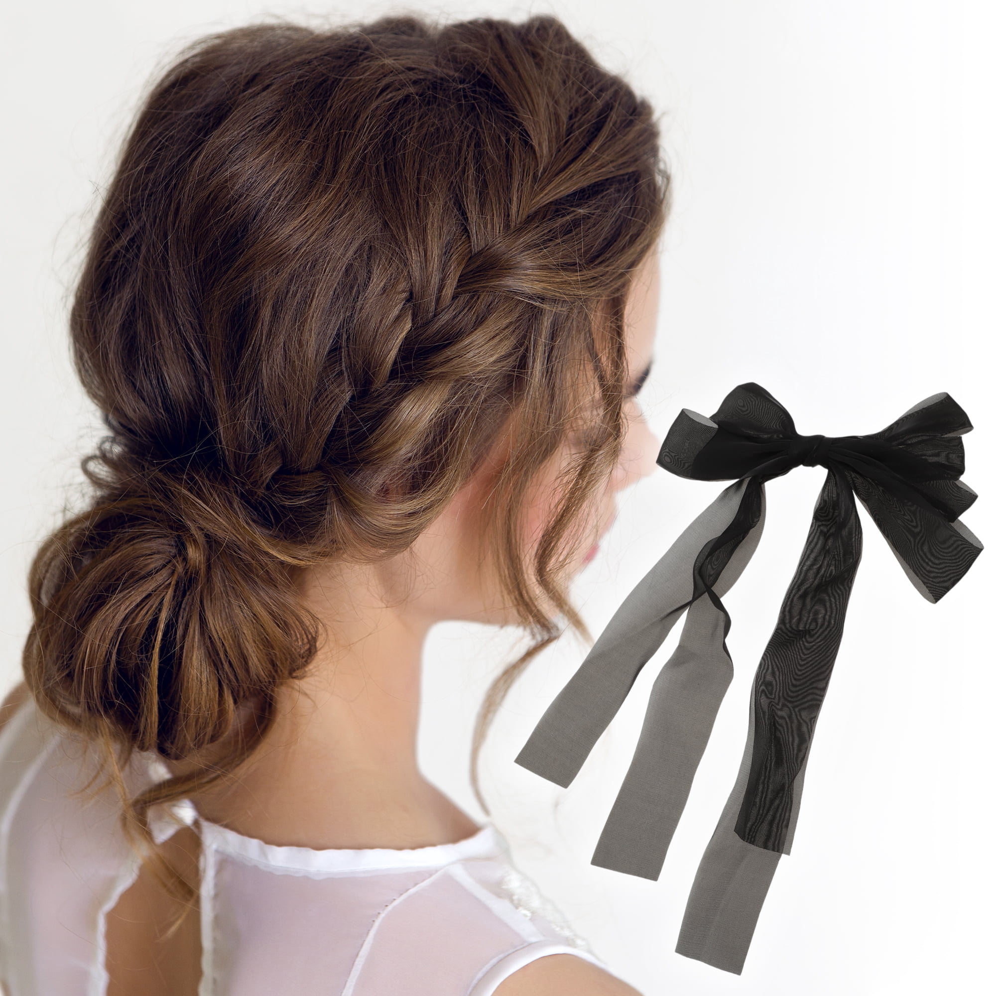 Unique Bargains Fashion Ribbon Bow Hair Clip for Hair Styling and Use - 1 Piece Black