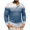 thumbnail image 2 of HOMADLES Mens Long Sleeve Shirts Button Crewneck Casual Pullover Solid, Regular Shirts Blue 2XL, 2 of 7