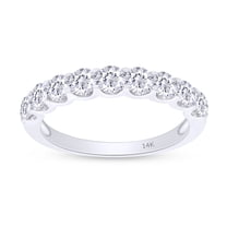 AFFY 1 Carat Lab Grown Diamond Half Eternity Wedding Band Ring for Women 14K Solid White Gold-4