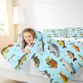 thumbnail image 5 of Manfei Cartoon Fish Queen Bedding, Marine Animal Bedding Comforter Set Queen, Light Blue, Polkadot Reversible, 7pcs, 5 of 6