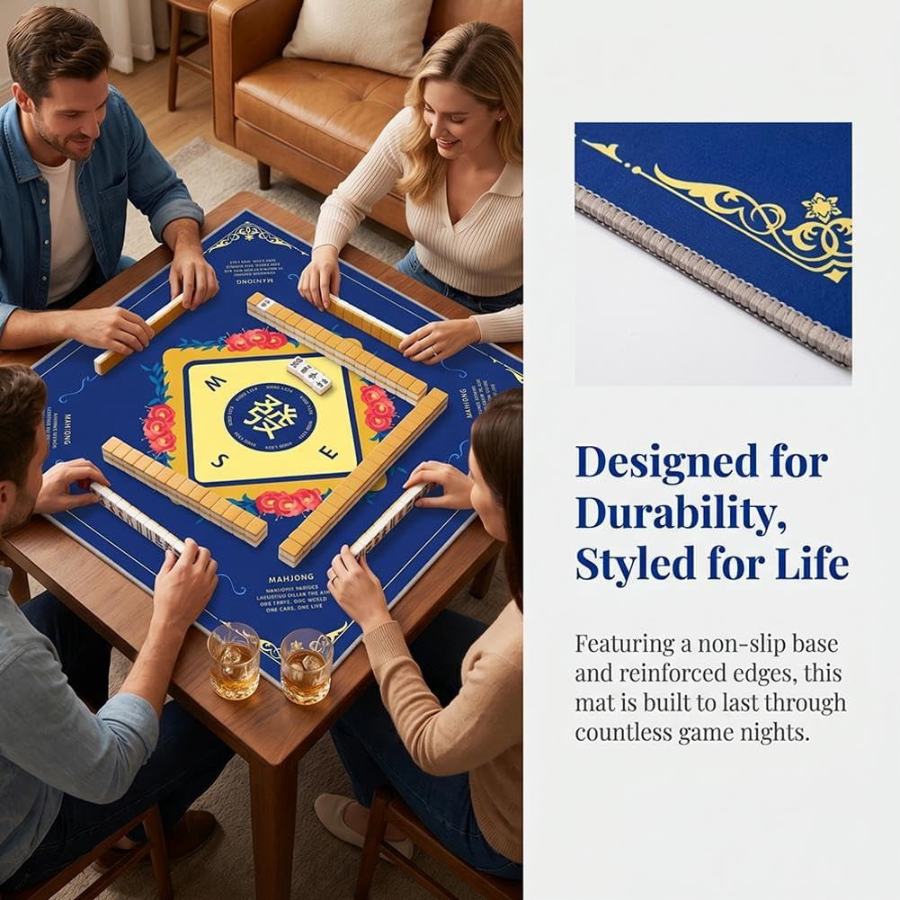 Mahjong Mat for Table, Noise Reduction and Non-Slip Mahjong Table Mat for Playing Cards, 31.5 x 31.5 Inch Gaming Mat for Mahjong, Poker, Board Games, and Card Games(: Pink)