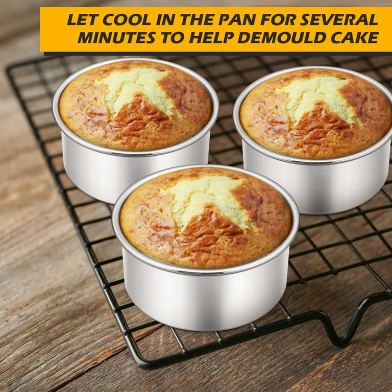4 Inch Small Cake Pan Set Of 3, Stainless Steel Mini Round Smash Cake  Baking Pans