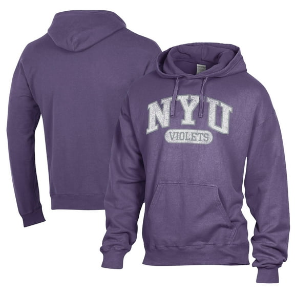 Men's Comfort Wash Purple NYU Violets Lightweight Fleece Pullover Hoodie