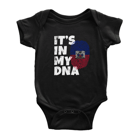 It's In My DNA Haitian Flag Country Pride Baby Bodysuit Newborn Clothes Outfits (Black, 18-24 Months)