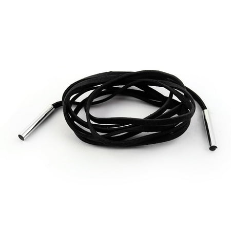 Women Lady Faux Leather String Choker Necklace DIY Neck Chain Black Silver Tone