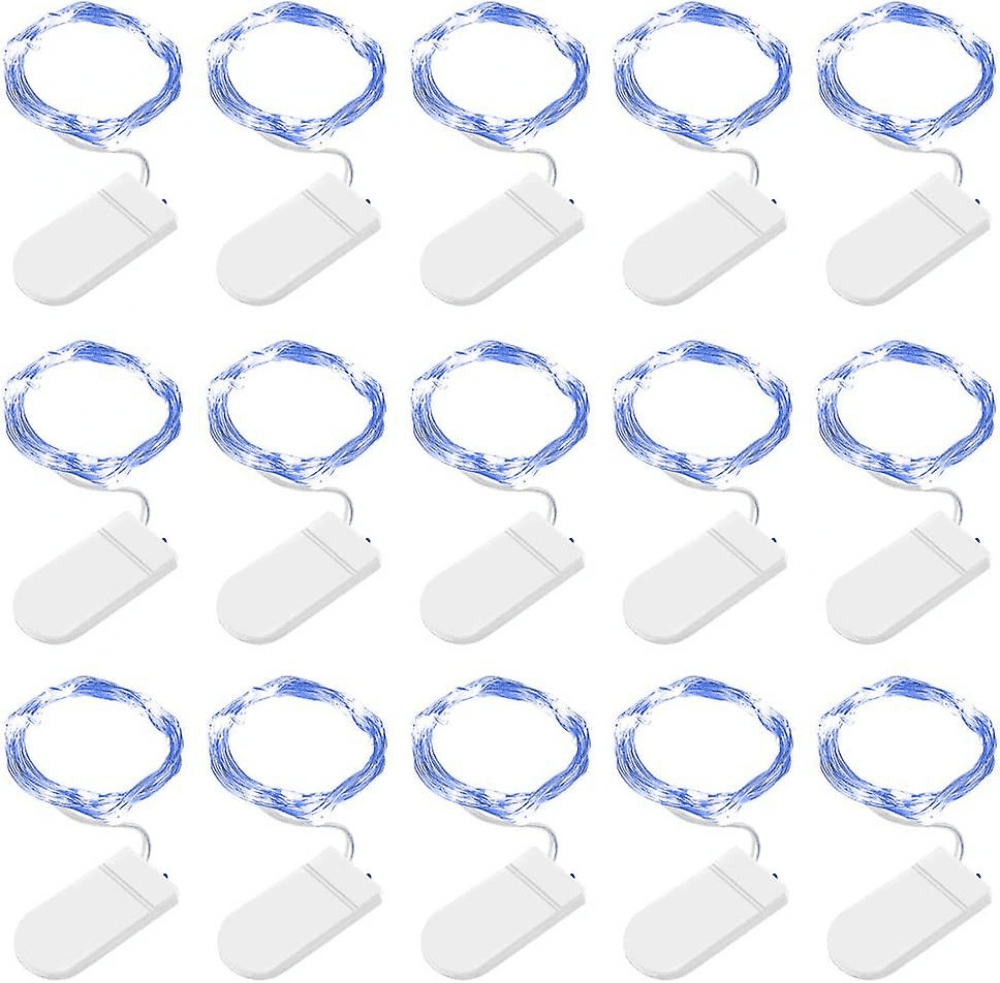 Led String Lights 15 Pack, 2m 20 Led Fairy Lights Battery Operated, Copper Wire Light (blue)